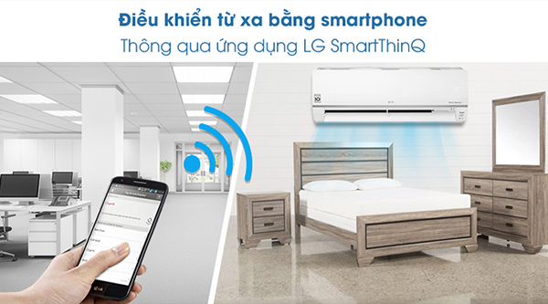 Các dòng máy lạnh LG hiện đại còn tích hợp chức năng điều khiển từ xa với smartphone
